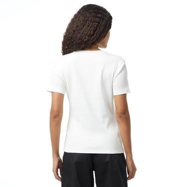 Tommy Hilfiger Tommy Hilfiger Kadın %100 Pamuklu Logo Detaylı Bisiklet Yaka Kısa Kollu Beyaz T-Shirt WW0WW40587-YBL