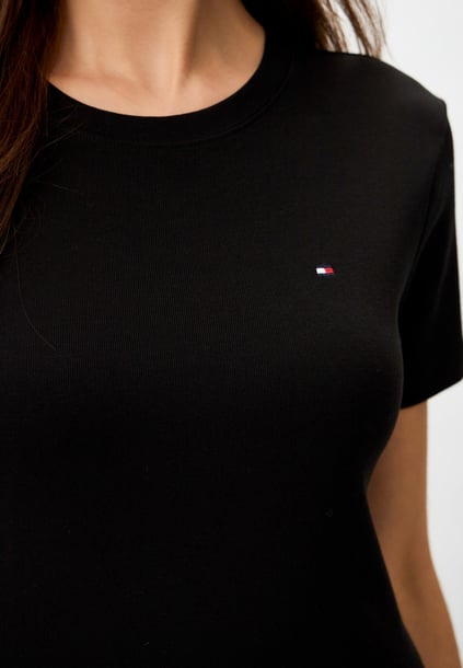 TOMMY HILFIGER Tommy Hilfiger Kadın %100 Pamuklu Logo Detaylı Bisiklet Yaka Kısa Kollu Lacivert1 T-Shirt WW0WW40587-ZGB