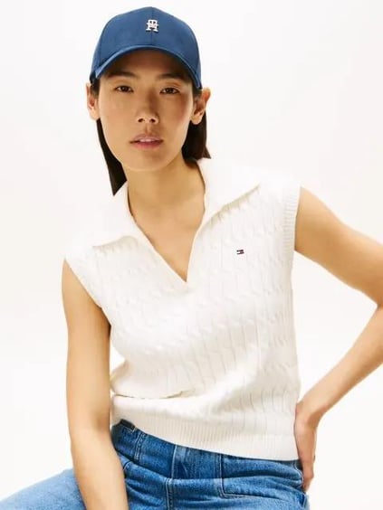 TOMMY HILFIGER Tommy Hilfiger Kadın %100 Pamuklu Nefes Alabilen Ayarlanabilir Tokalı Mavi Şapka AW0AW17631-C7G