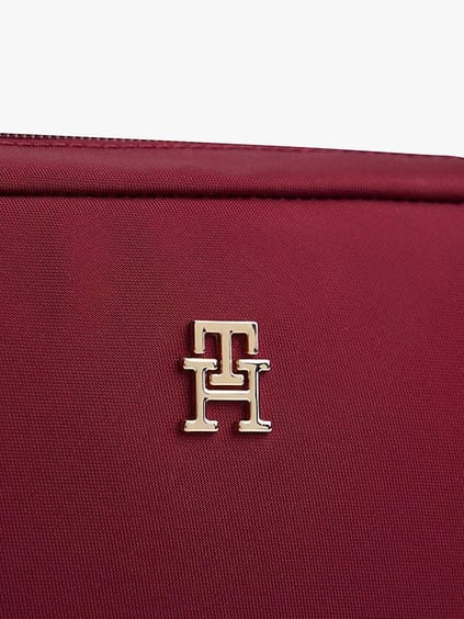 Tommy Hilfiger Tommy Hilfiger Kadın Ayarlanabilir Omuz Askılı TH Monogram Logolu Bordo Omuz Çantası AW0AW17704-VLP