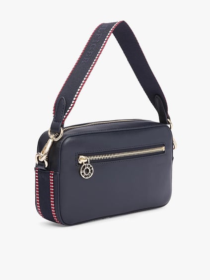 Tommy Hilfiger Tommy Hilfiger Kadın Ayarlanabilir Omuz Askılı Fermuarlı Dış ve İç Cepli Deri Mavi Omuz Çantası AW0AW17332-0GY