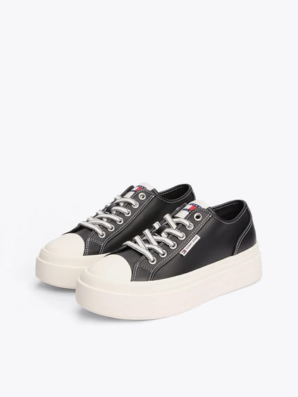 TOMMY HILFIGER Tommy Hilfiger Kadın Bağcıklı Marka Logolu Spor Stil Siyah Sneaker EN0EN02714-BDS