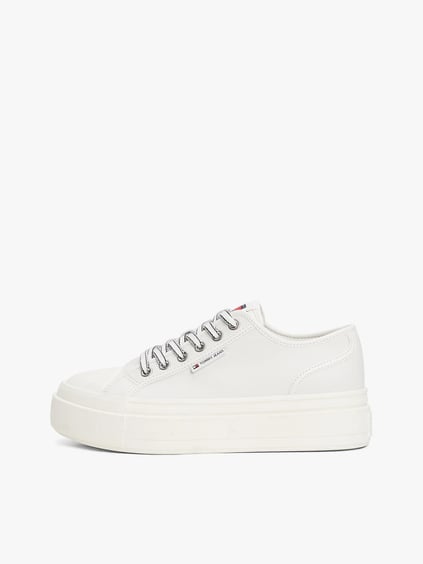 TOMMY HILFIGER Tommy Hilfiger Kadın Bağcıklı Marka Logolu Spor Stil Beyaz Sneaker EN0EN02714-YBL