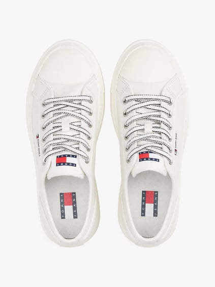 TOMMY HILFIGER Tommy Hilfiger Kadın Bağcıklı Marka Logolu Spor Stil Beyaz Sneaker EN0EN02714-YBL