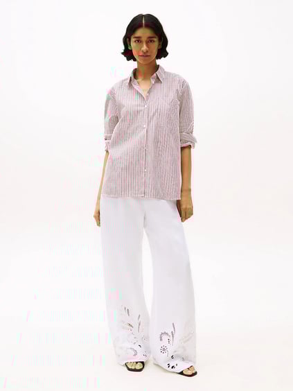 TOMMY HILFIGER Tommy Hilfiger Kadın Beyaz Pantolon WW0WW44782-YCF