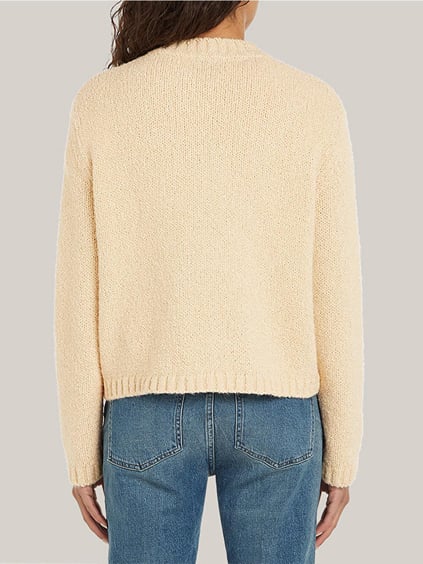 TOMMY HILFIGER Tommy Hilfiger Kadın Cep Detaylı Düğme Kapamalı Regular Fit Bej Hırka WW0WW44473-AEX