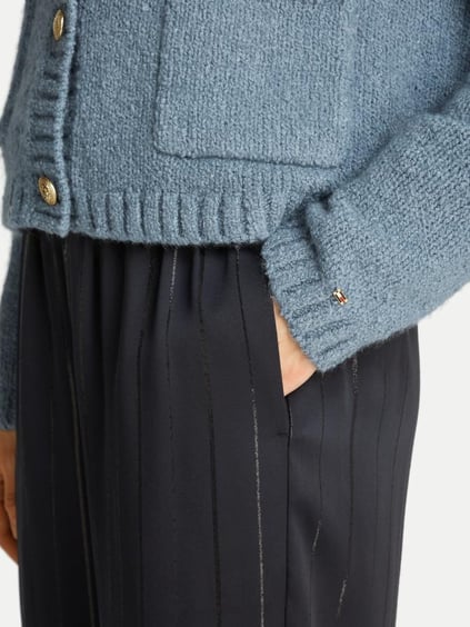 Tommy Hilfiger Tommy Hilfiger Kadın Cep Detaylı Düğme Kapamalı Regular Fit Mavi Hırka WW0WW44473-DY9
