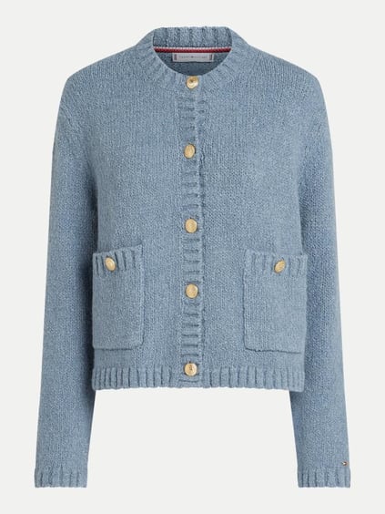 Tommy Hilfiger Tommy Hilfiger Kadın Cep Detaylı Düğme Kapamalı Regular Fit Mavi Hırka WW0WW44473-DY9