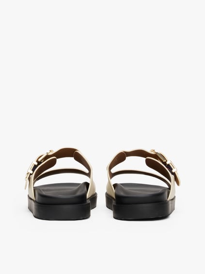 TOMMY HILFIGER Tommy Hilfiger Kadın Deri TH Tokalı Rahat Yumuşak Taban Bej Sandalet FW0FW08512-ACJ