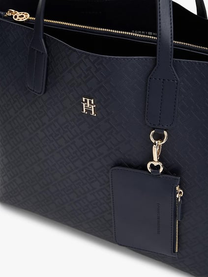 TOMMY HILFIGER Tommy Hilfiger Kadın Deri İç Bölmeli Küçük Cüzdan Aksesuarlı Lacivert Omuz Çantası AW0AW17174-DW6