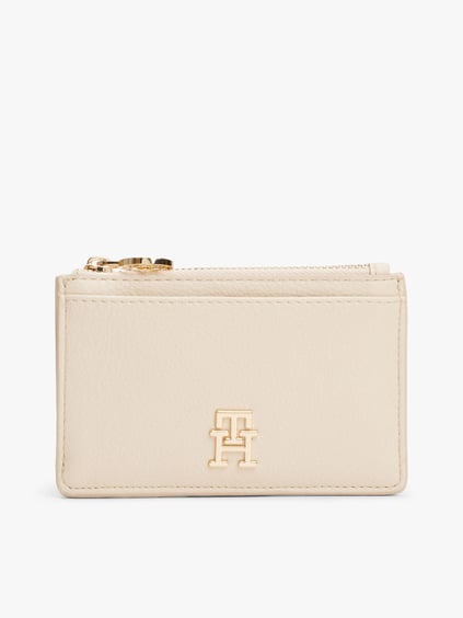 TOMMY HILFIGER Tommy Hilfiger Kadın Dokulu Yüzey Dış Kartlık Bölmeli Fermuarlı Kapamalı Bej Cüzdan AW0AW17481-ACI