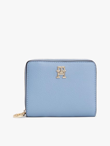 TOMMY HILFIGER Tommy Hilfiger Kadın Gold TH Monogram Logolu Bozuk Para Bölmeli Mavi Cüzdan AW0AW17473-C2B