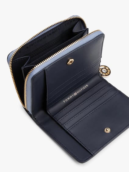 TOMMY HILFIGER Tommy Hilfiger Kadın Gold TH Monogram Logolu Bozuk Para Bölmeli Mavi Cüzdan AW0AW17473-C2B