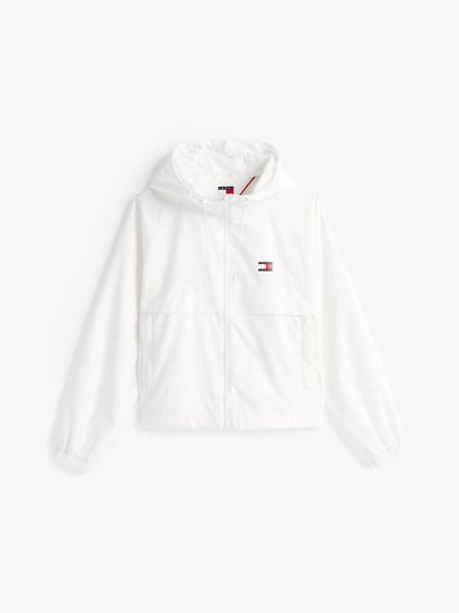 TOMMY HILFIGER Tommy Hilfiger Kadın Göğüste Tommy Rozeti İki Bel Cebi Kapşonlu Beyaz Ceket DW0DW20672-YBL