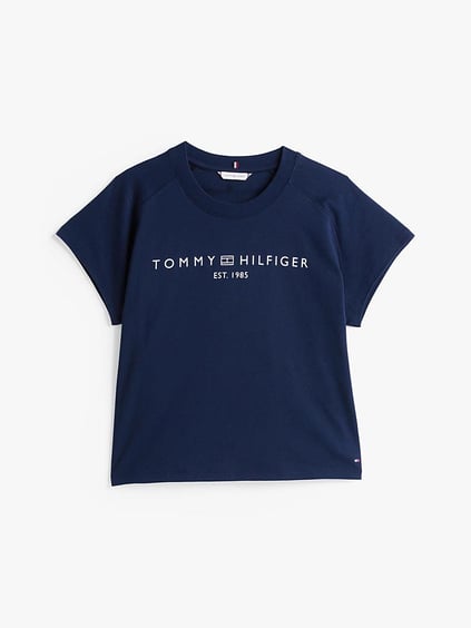 TOMMY HILFIGER Tommy Hilfiger Kadın Kısa Kol Regular Fit Pamuklu Tommy Hilfiger Yazı Desen Lacivert T-Shirt WW0WW46113-C1G