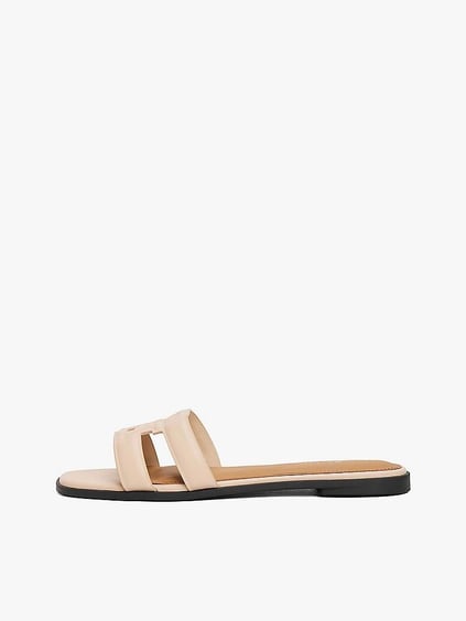 TOMMY HILFIGER Tommy Hilfiger Kadın Logolu Deri Fermuarlı Günlük Kullanım Pembe Sandalet FW0FW08671-TRY