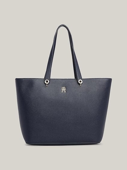 Tommy Hilfiger Tommy Hilfiger Kadın Logolu Deri Kart Bölmeli Günlük Kullanım Lacivert Omuz Çantası AW0AW15178-DW6