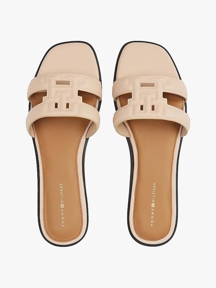 TOMMY HILFIGER Tommy Hilfiger Kadın Logolu Deri Fermuarlı Günlük Kullanım Pembe Sandalet FW0FW08671-TRY