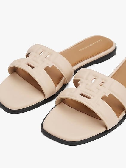 TOMMY HILFIGER Tommy Hilfiger Kadın Logolu Deri Fermuarlı Günlük Kullanım Pembe Sandalet FW0FW08671-TRY