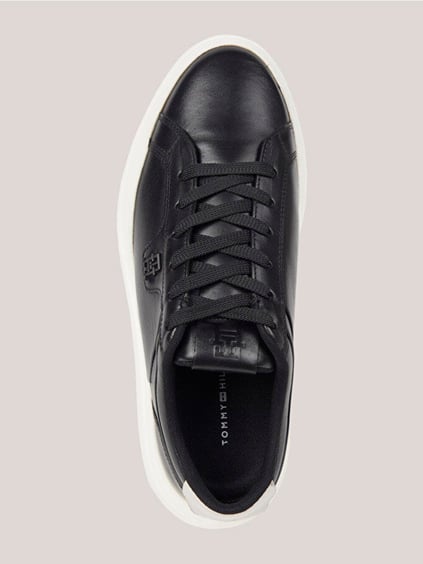 Tommy Hilfiger Tommy Hilfiger Kadın Marka Logolu Bağcıklı Kaydırmaz Tabanlı Günlük Siyah Sneaker FW0FW07460-BDS