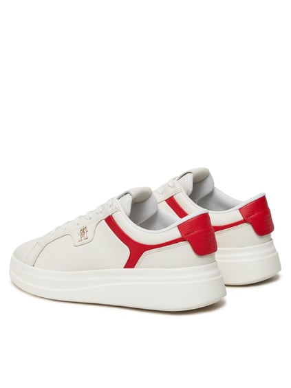 Tommy Hilfiger Tommy Hilfiger Kadın Marka Logolu Bağcıklı Kaydırmaz Tabanlı Günlük Beyaz Sneaker FW0FW07460-0K5