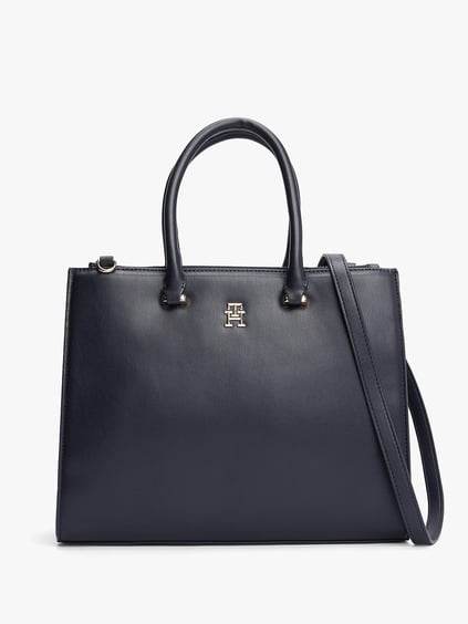 Tommy Hilfiger Tommy Hilfiger Kadın Manyetik ve Fermuar Bölmeli Ayarlanabilir Askılı Mavi Omuz Çantası AW0AW16887-DW6