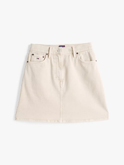 TOMMY HILFIGER Tommy Hilfiger Kadın Mini Boy Pamuklu Bej Etek DW0DW20607-ACG