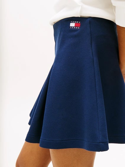 TOMMY HILFIGER Tommy Hilfiger Kadın Mini Pamuklu Kloş Lacivert Etek DW0DW20268-C1G