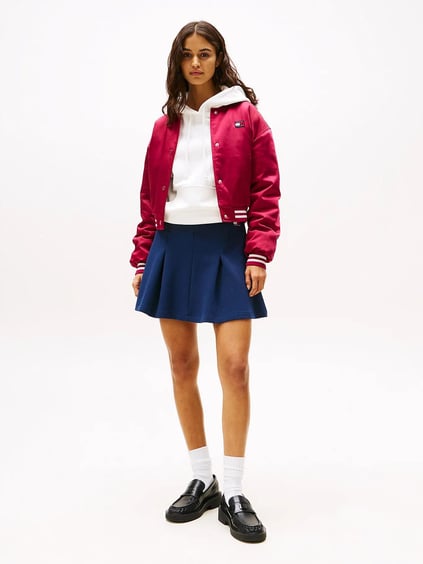 TOMMY HILFIGER Tommy Hilfiger Kadın Mini Pamuklu Kloş Lacivert Etek DW0DW20268-C1G