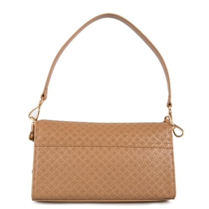 Tommy Hilfiger Tommy Hilfiger Kadın Monogram TH Logo Baskılı Çıtçıtlı Ayarlanabilir Omuz Askılı Bej Omuz Çantası AW0AW16933-RBC