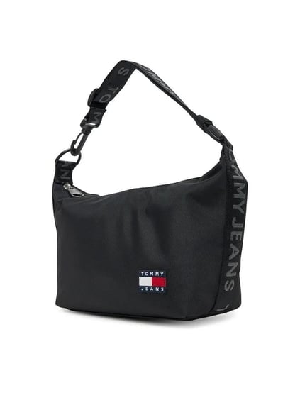 TOMMY HILFIGER Tommy Hilfiger Kadın Ön Tarafta Kabartmalı Logo İç Bölmeli Siyah Omuz Çantası AW0AW17287-BDS