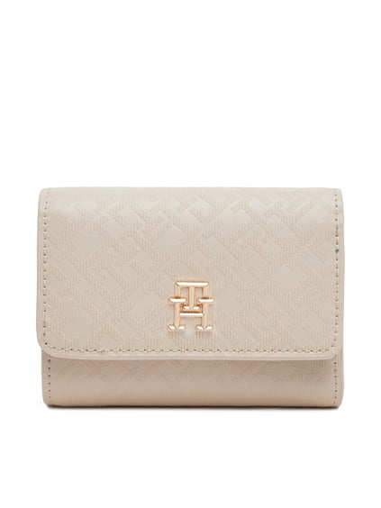 TOMMY HILFIGER Tommy Hilfiger Kadın Ön Tarafta Kabartmalı Logo İç Bölmeli Bej Cüzdan AW0AW17257-AA8