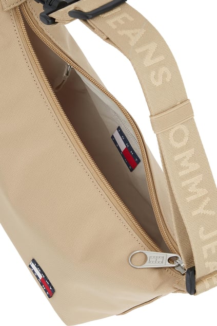 TOMMY HILFIGER Tommy Hilfiger Kadın Ön Tarafta Kabartmalı Logo İç Bölmeli Bej Omuz Çantası AW0AW17287-ACT