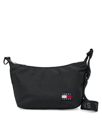 TOMMY HILFIGER Tommy Hilfiger Kadın Ön Tarafta Kabartmalı Logo İç Bölmeli Siyah Omuz Çantası AW0AW17287-BDS