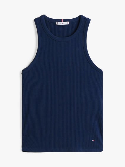 TOMMY HILFIGER Tommy Hilfiger Kadın Pamuklu Yuvarlak Kolsuz Günlük Lacivert1 Bluz WW0WW38635-C1G