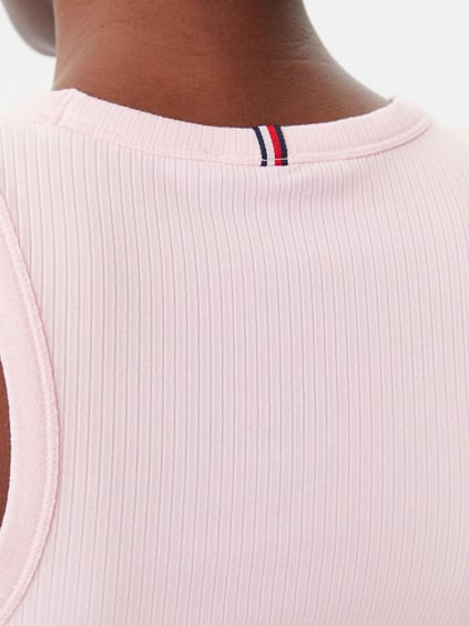TOMMY HILFIGER Tommy Hilfiger Kadın Pamuklu Yuvarlak Kolsuz Günlük Pembe Bluz WW0WW38635-TOG