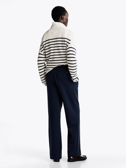 Tommy Hilfiger Tommy Hilfiger Kadın Pamuklu Rahat Kesim Pileli Bol Paça Lacivert Eşofman Altı WW0WW43862-C1G