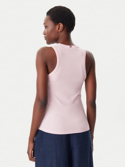 TOMMY HILFIGER Tommy Hilfiger Kadın Pamuklu Yuvarlak Kolsuz Günlük Pembe Bluz WW0WW38635-TOG
