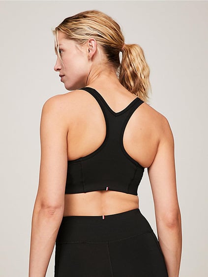Tommy Hilfiger Tommy Hilfiger Kadın Pamuklu Logolu Kolsuz Halter Yaka Siyah Spor Büstiyer WW0WW41081-BDS
