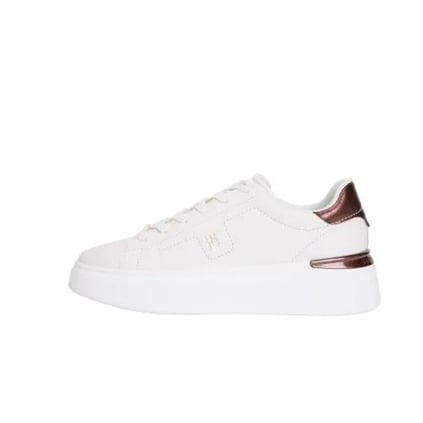 Tommy Hilfiger Tommy Hilfiger Kadın Platform Taban %100 Deri TH Logolu Beyaz Sneaker FW0FW08817-YBH