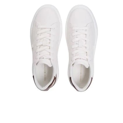Tommy Hilfiger Tommy Hilfiger Kadın Platform Taban %100 Deri TH Logolu Beyaz Sneaker FW0FW08817-YBH
