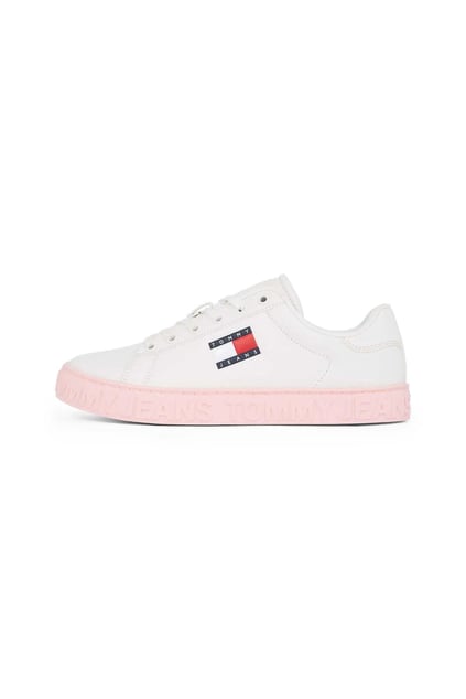 TOMMY HILFIGER Tommy Hilfiger Kadın Rahat Düz Taban Marka Logolu Düşük Bilekli Ekru Sneaker EN0EN02703-YBL