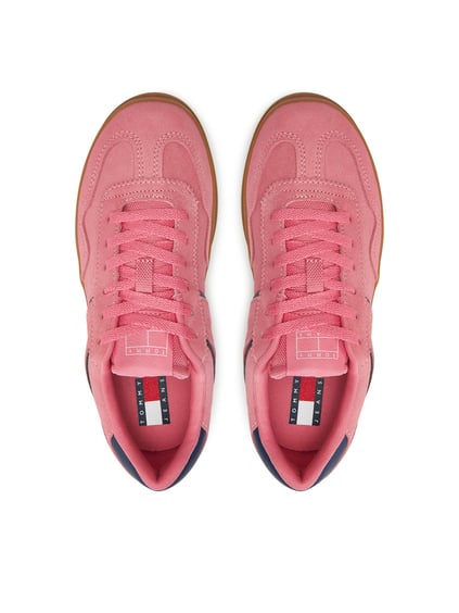 Tommy Hilfiger Tommy Hilfiger Kadın Rahat Düz Taban Dikiş Detaylı Süet Pembe Sneaker EN0EN02696-TIG