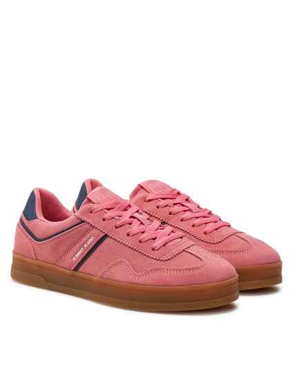 Tommy Hilfiger Tommy Hilfiger Kadın Rahat Düz Taban Dikiş Detaylı Süet Pembe Sneaker EN0EN02696-TIG