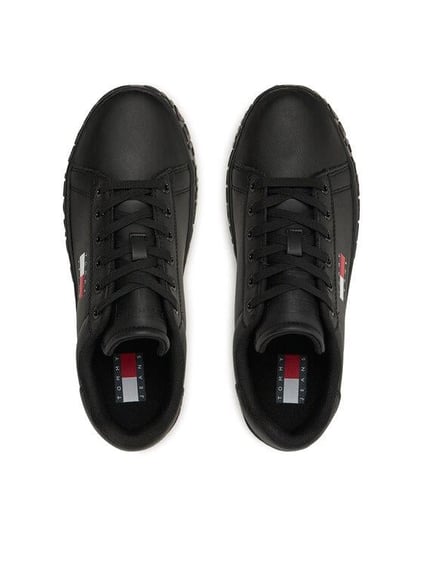 Tommy Hilfiger Tommy Hilfiger Kadın Rahat Düz Taban Marka Logolu Düşük Bilekli Siyah Sneaker EN0EN02703-BDS