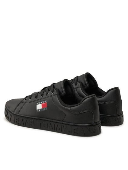Tommy Hilfiger Tommy Hilfiger Kadın Rahat Düz Taban Marka Logolu Düşük Bilekli Siyah Sneaker EN0EN02703-BDS