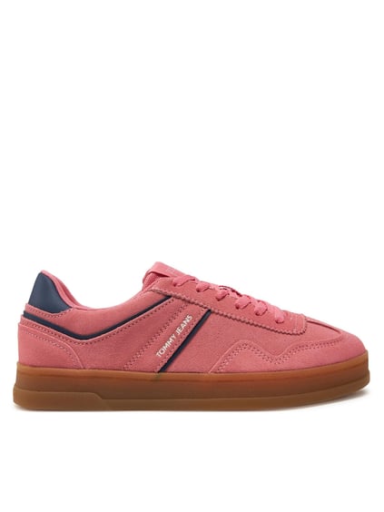 Tommy Hilfiger Tommy Hilfiger Kadın Rahat Düz Taban Dikiş Detaylı Süet Pembe Sneaker EN0EN02696-TIG