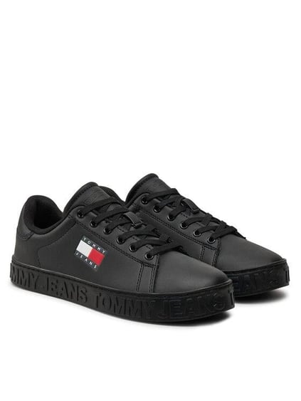 Tommy Hilfiger Tommy Hilfiger Kadın Rahat Düz Taban Marka Logolu Düşük Bilekli Siyah Sneaker EN0EN02703-BDS