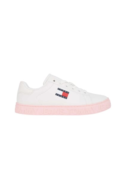 TOMMY HILFIGER Tommy Hilfiger Kadın Rahat Düz Taban Marka Logolu Düşük Bilekli Ekru Sneaker EN0EN02703-YBL