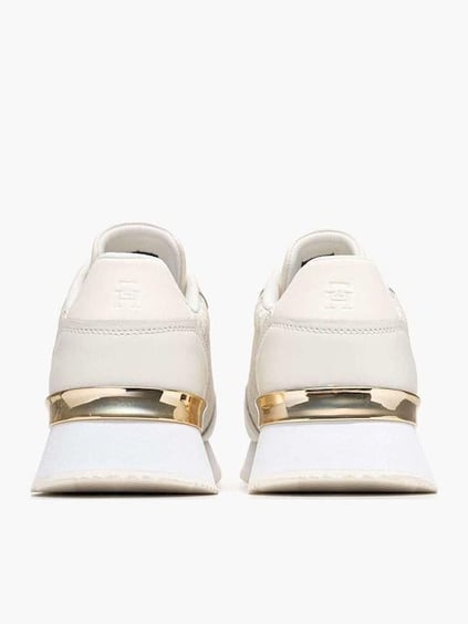Tommy Hilfiger Tommy Hilfiger Kadın Rahat Taban TH monogram Logolu Deri Beyaz Sneaker FW0FW09051-YA8